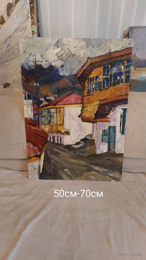 Довгялло Олег Михайлович 1940-2000г Член С/Х БССР Картон масло "Терасса"1971г выставочная работа 70-50см