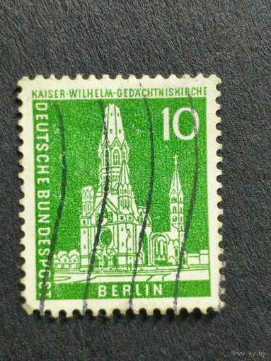 Германия 1956. Берлин. Городские пейзажи Берлина. Руины мемориальной церкви Кайзера Вильгельма