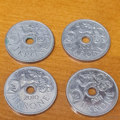 1 крона Норвегия 1999, 2008, 2010 или 2011