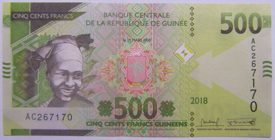 Гвинея 500 франков  2018 года UNC