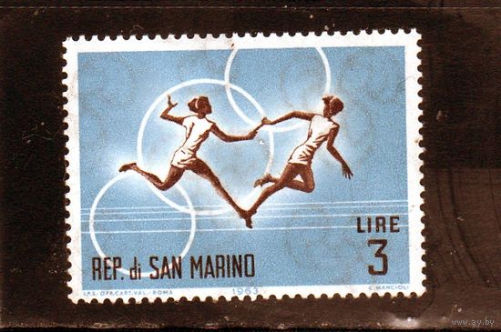 Сан-Марино.Ми-784.Спорт.Эстафета. Олимпийские игры. Токио. 1964.