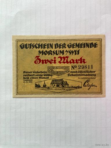 2 марки (нотгельды) Германия Морсум -1402