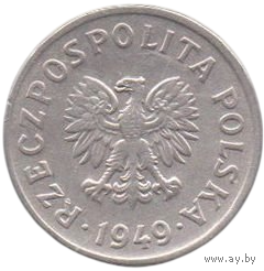 Республика Польша. 20 грошей 1949. Медно - никелевый сплав. Нечастая.