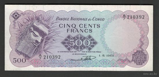 Республика Конго 500 франков 1964 года. Тип Р-7а. Состояние XF