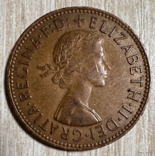 Монета 1/2 пенни 1965 год. Великобритания. Королева Елизавета II.