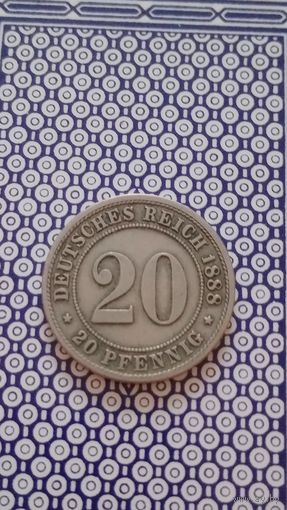 Германия 20 пфеннигов 1888 F