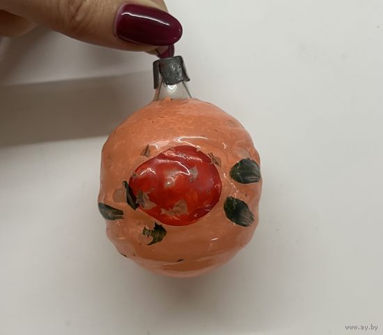 Елочная игрушка рельефный шар цветок СССР