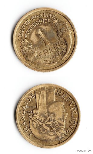 1 франк Франция 1938 год
