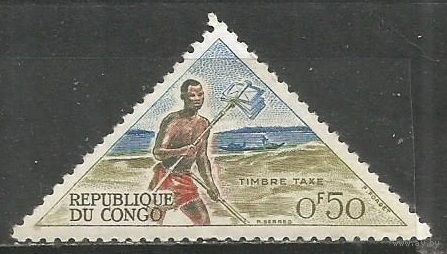 Конго(Киншаса). Рыболов. Доплатная марка. 1961г. Mi#1.