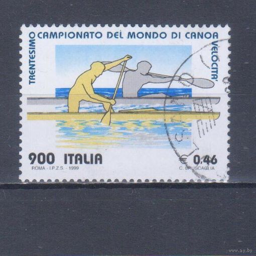 [1528] Италия 1999. Спорт.Гребля. Одиночный выпуск. Гашеная марка.