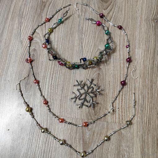 Бусы стеклянные стеклярус набор Снегурочка диадема СССР