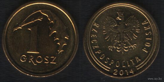 Польша y923 1 грош 2014 год (Cross) (нов.тип) надпись под орлом (_alb2