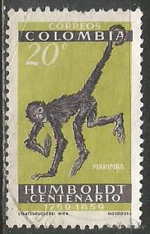 Колумбия. Мартышка. 1960г. Mi#903.