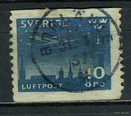 Швеция - 1930 - Авиамарка 10 О - [Mi.213] - 1 марка. Гашеная.  (LOT GL33)-T3P42