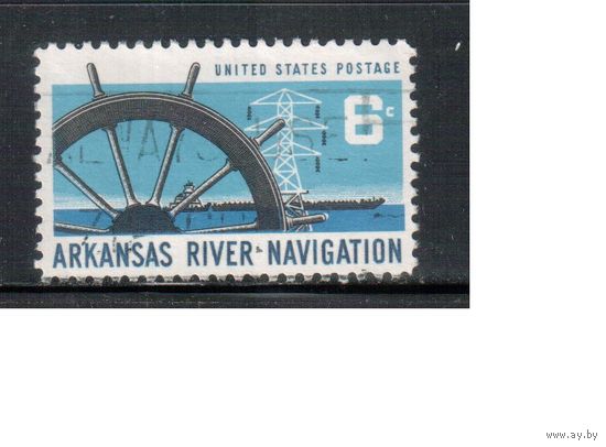 США-1968, (Мих.966) , гаш. , Навигация, Река, Корабль(одиночка)