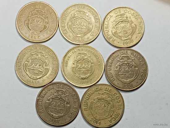 Коста-Рика 10 колонов 1995 , 1997 , 1998 , 1999 , 2000 , 2006 , 2007 , 2014 года