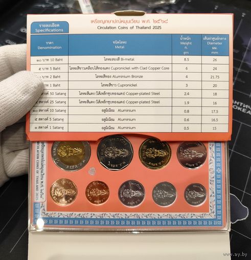 Таиланд, годовой набор монет 2025 г, в банковском буклете, UNC