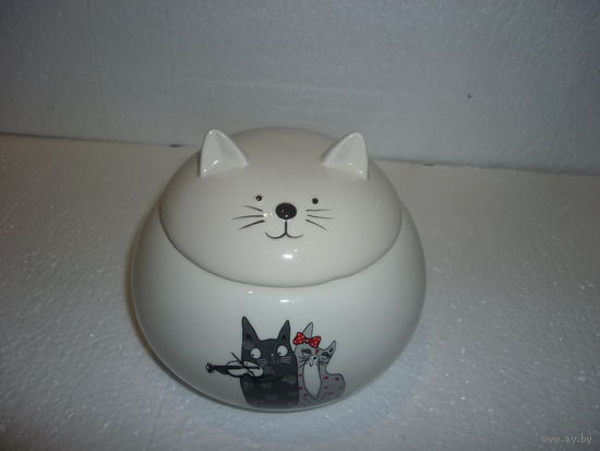 Банка С Крышкой Кот Сахарница Или Для Другого Применения