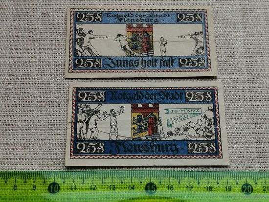 Германия-нотгельд     25 пфенингов  Flensburg 1920