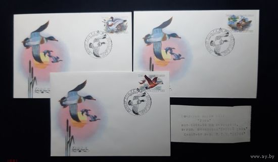 СССР.1989.6084-6086.Фауна птицы Утки. Серия. КПД