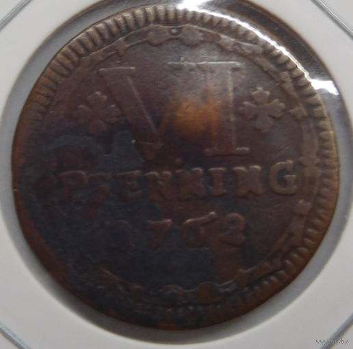 Германия 6 пфеннигов 1762 г Мюнстер Германские земли