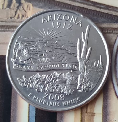 Монета 25 центов(квотер) США 2008г P, Аризона