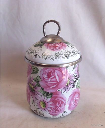 Чайница Банка для сыпучих продуктов Сыпучка Эмаль Роза