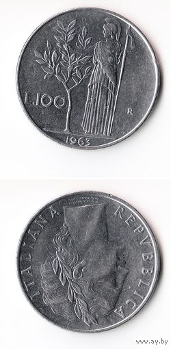 100 лир Италия 1963 года