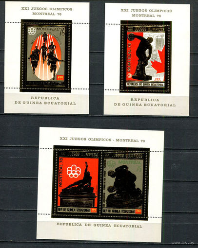 Экваториальная Гвинея - 1976 - Gold - Летние Олимпийские игры - [Mi. bl. 211-213] - полная серия - 3 блока. MNH.  (Лот 59JF)-TG2P18