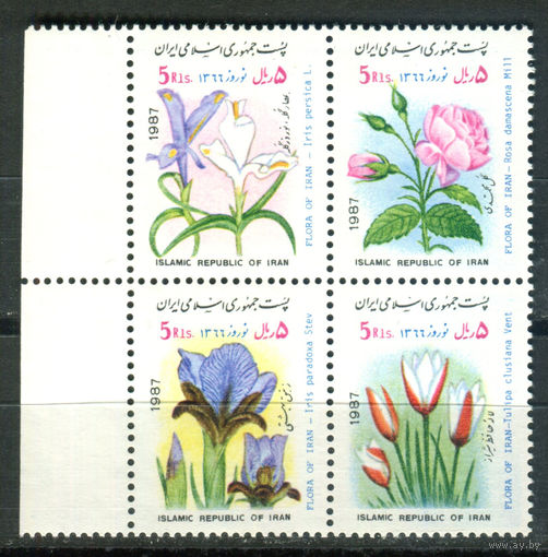 Иран - 1987г. - Иранский Новый Год. Цветы - 4 марки - сцепка - полная серия, MNH с незначительным дефектом клея [Mi 2201-2204]. #O-Se-Z-1-9