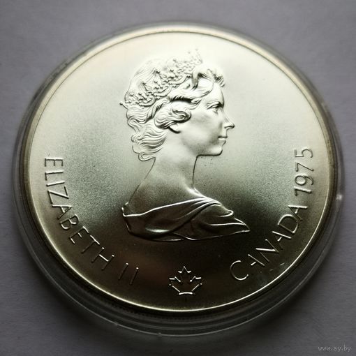 Канада 5 долларов 1976 г. Плавание Олимпиада Монреаль.  СЕРЕБРО