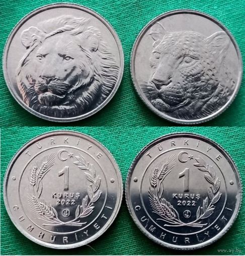 Турция, 1 куруш 2022 (Азиатский лев + Анатолийский леопард)