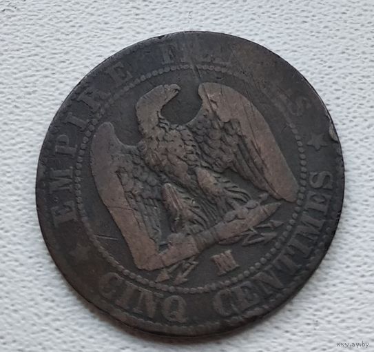 Франция 5 сантимов, 1856 "MA" - Марсель 8-7-10