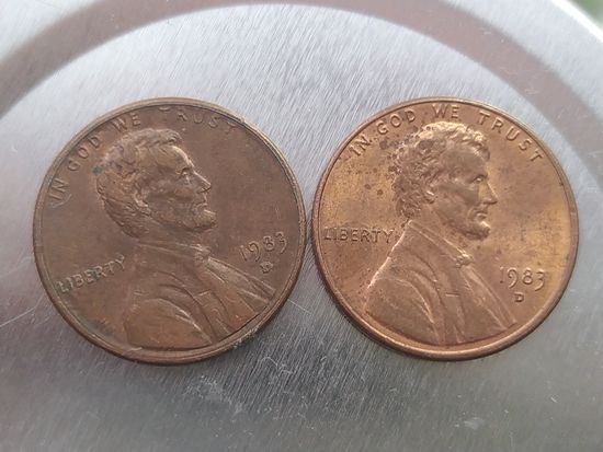 1 цент США 1983 года  буква D лот 6 цена за 1-у монету