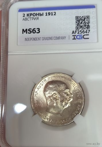 2 кроны 1912 Австро-Венгрия ms 63