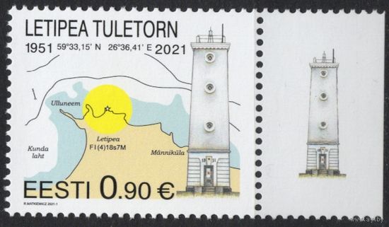 Эстония 2021. Маяк Летипеа. Карта. 1 марка (796)