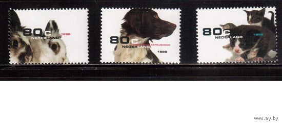 Нидерланды-1998 (Мих.1675-1677) **  ,   Фауна, Домашние животные, Собаки, Кошки(полная серия)