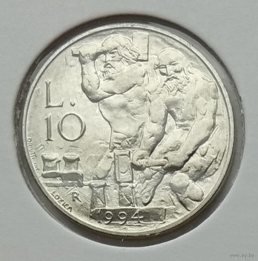 Сан-Марино 10 лир 1994 г. В холдере