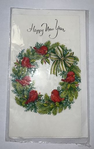 Винтажная Новогодняя открытка новая с конвертом