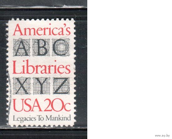 США-1982, (Мих.1595) , гаш. , Библиотеки, Алфавит  (одиночка),