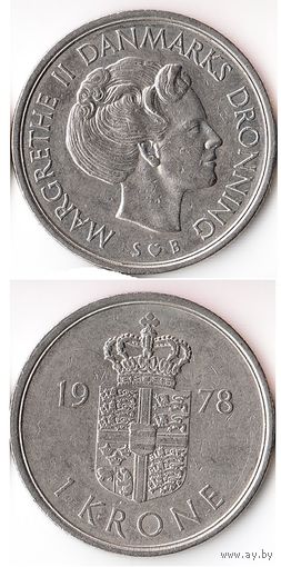 1 крона Дания 1978 года