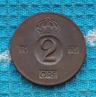 Швеция 2 оре 1970 года, АU. Корона. Густав VI Адольф.