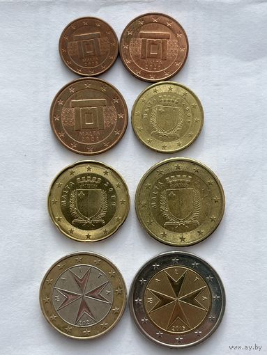 Мальта набор 1, 2, 5, 10, 20, 50 евроцентов, 1, 2 евро