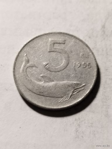 Италия 5 лир 1955