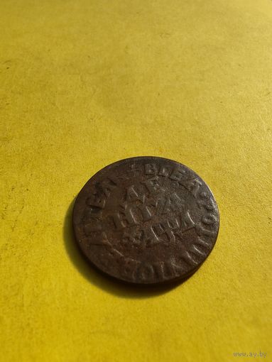 Денга 1704 года, "ВСЕЯ РОССИИ ПОВЕЛИТЕЛЬ". Медь. Гурт гладкий, Отличная монета, СМОТРИТЕ ДР. МОИ ЛОТЫ.