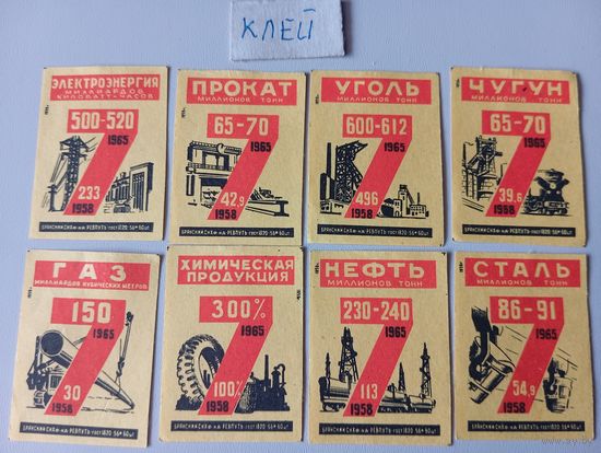 Спичечные этикетки ф.Ревпуть. Планы семилетки 1959 год