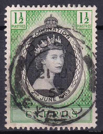 90.BrKS. Великобритания. Колонии. Кипр. Коронация Елизаветы II. 1953 г. 1 1/2p. Mi.#163.