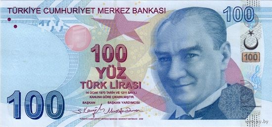 Турция 100 лир образца 2009 года UNC p226(e)