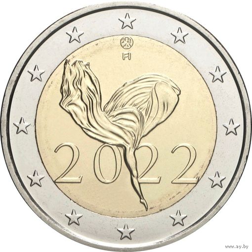 2 евро 2022 Финляндия 100 лет национальному балету UNC из ролла