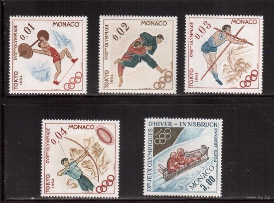 Монако-1964,(Мих.784-788) *   , Спорт, ОИ-1964 (полная серия)